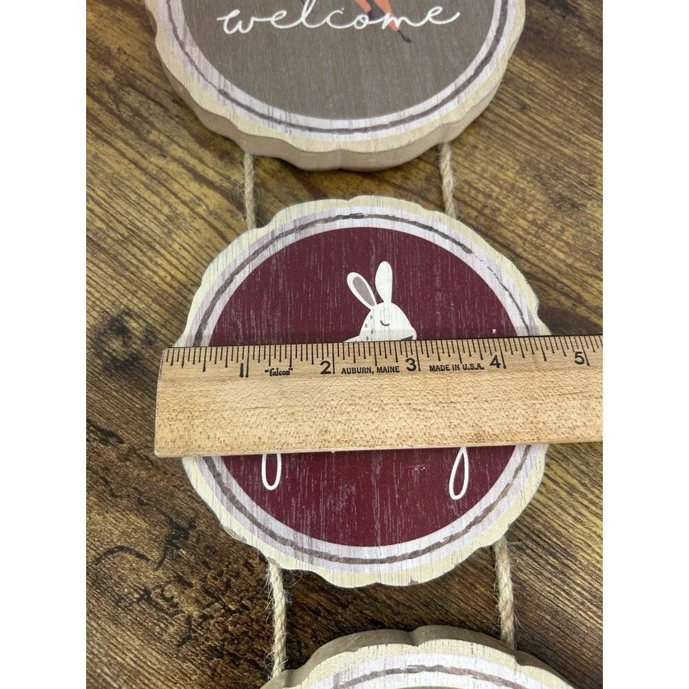 Rustic Woodland Welcome Family Friends Hanging Wood Sign Deer Fox Bunny Decor